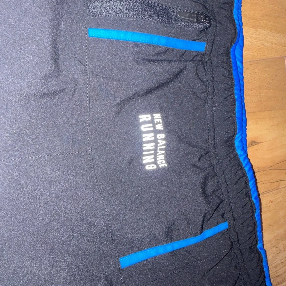 New Balance Men's Black and Blue Athletic Shorts